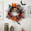 Nearly Natural 30-in Spider and Skull with Top Hat Halloween Wreath - 3 of 4