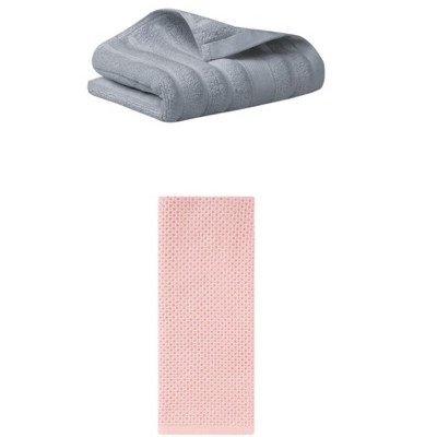 REGALWOVEN Solid Cotton Decorative Hand Towels for Bathroom Hotel and Spa 14" x 30"/13" x 30" 2 Pcs