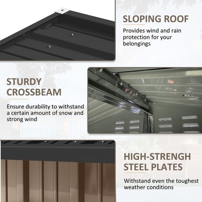 Brown 5' x 3' Slanted Roof Metal Garden Shed