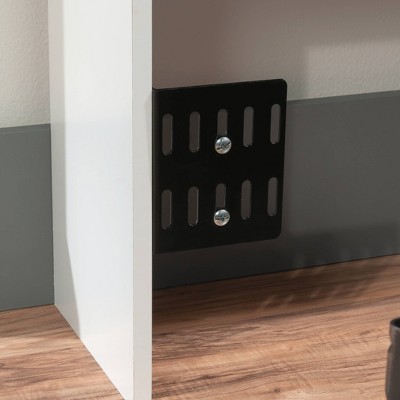Soft White Full/Queen Wood Headboard with Storage Shelves