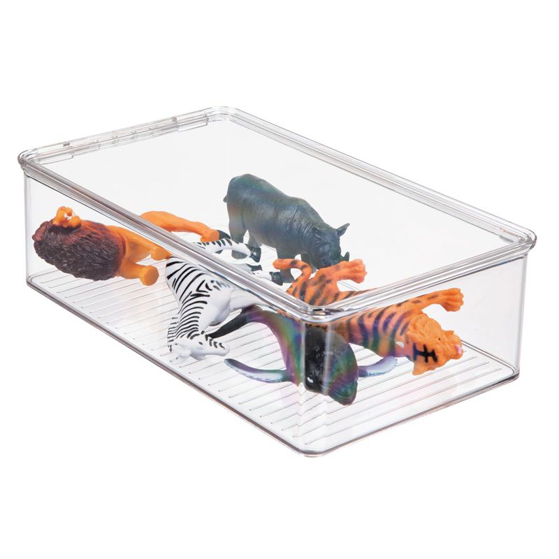 mDesign Plastic Playroom/Gaming Storage Organizer Bin Box with Hinge Lid, 1 of 8