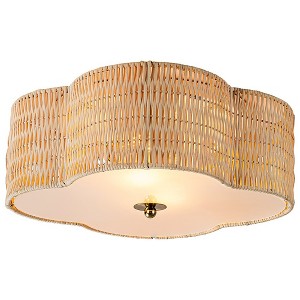 C Cattleya 2-Light Farmhouse Rattan Ceiling Flush Mount with Glass Bottom(E26) - 1 of 4