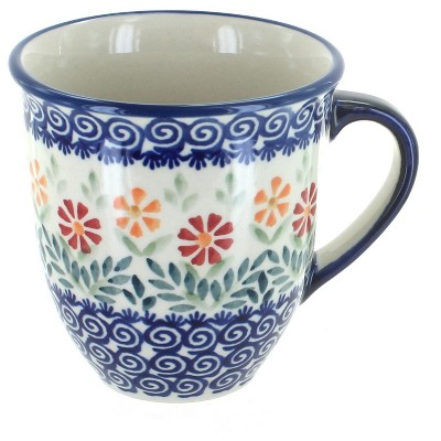 Blue Rose Polish Pottery Garden Bouquet Breakfast Mug