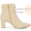 Perphy Women's Pointed Toe Bow Chunky Heel Ankle Boots - 4 of 4