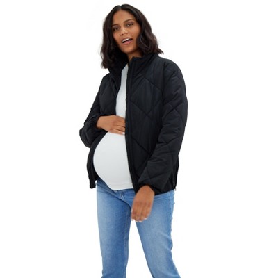 Ingrid & Isabel Maternity Cozy Reversible Fleece Jacket Natural & Black  Size Xs : Target