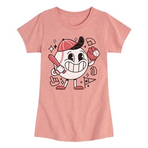 Girls' - Instant Message - Baseball Mascot Fitted Short Sleeve Graphic T-Shirt - 1 of 4