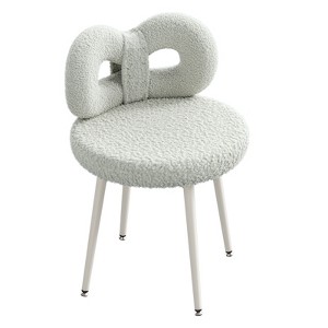 Vanity Chair with Back, Makeup Chair, Swivel Design,No Wheels,Small Upholstered Vanity Chair for Girls with Cute Bow Backrestst for Bedroom - 1 of 4
