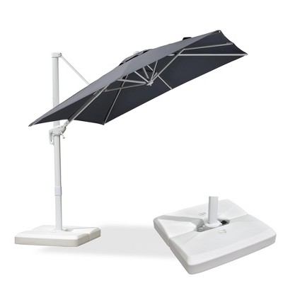 PURPLE LEAF Patio Umbrella White Cantilever Offset Umbrella Square Outdoor Umbrella with 360-degree Rotation for Garden Deck Pool
