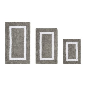 Hotel Bath Rug 100% Premium Cotton Tufted Weave Two Tone Reversible 3 Piece Bathroom Rug Set, Super Soft & Water Absorbent, Machine Washable Bathmat - 1 of 4