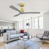 SKRAN 52"Ceiling Fan No Light, Solid Wood Ceiling Fan with Remote, 5000CFM High Airflow, 3 Rods & 6 Speeds, Timer & Reversible for Living Room, Gold - 2 of 4