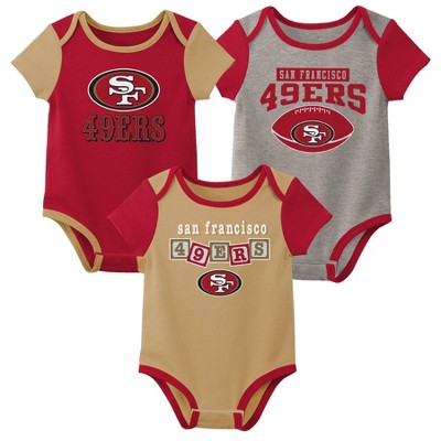 NFL San Francisco 49ers Baby Boys' Newest Fan 3pk Bodysuit Set - 6-9M