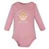 Hudson Baby Infant Girls Cotton Long-Sleeve Bodysuits 3-Pack, Sweetheart Teddy - 3 of 4