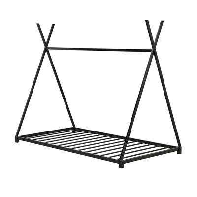 YNXARIA Durable Black Metal Twin Platform Bed Frame Featuring Triangular Structure