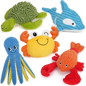Prime Pets Dog Toys, 5Pcs Plush Ocean Animal Dog Squeaky Toy, Crinkle Pet Toy, Stuffed Puppy Chew Toys - 1 of 4
