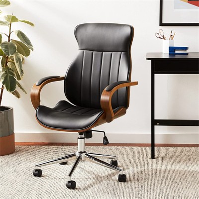 Ino Design Contemporary Walnut Wood Executive Swivel Ergonomic With ...