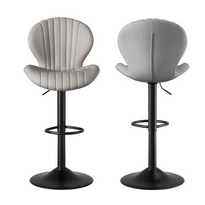 Dexmalle Set of 2 Swivel Bar Stools,Gray - 1 of 4
