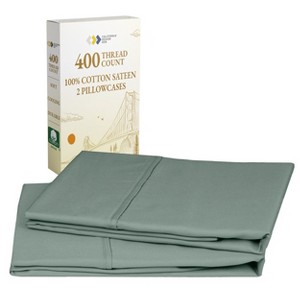 Set of 2 Pillowcases - 400 Thread Count, 100% Cotton Sateen, Soft, Cooling and Breathable by California Design Den - 1 of 4
