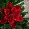 Northlight 24" Red Velvet Glittered Magnolia Christmas Stem Spray - 2 of 4