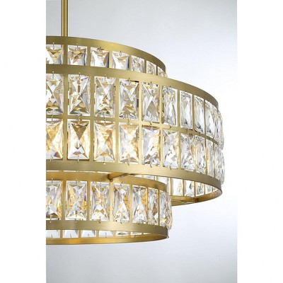Renzo Warm Brass Crystal Drum 4-Light LED Pendant
