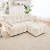 2-Seater Burnt Chenille Sofa with Tufted Backrest and Ottoman for Apartment or Dorm Living Room-Cuddlewood - 3 of 4