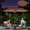 Double-sided Patio Umbrella, 9.7 ft. Outdoor Umbrella with 45-Degree Tilt and Crank, LED Solar Light and 12 Ribs - 3 of 4
