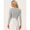 Allegra K Women's Tie Front Long Sleeve Plaid Tweed Short Shrugs - image 3 of 4