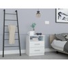 Vynxaria Modern Multipurpose Nightstand End Table Side Table - Superior Top, 2 Drawers, 1 Shelf, Metal Handles, White, 19.9"H x 16"W - 2 of 4
