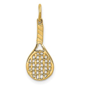 Black Bow Jewelry 14k Yellow Gold 3D Racquet Charm / Pendant - 1 of 4