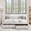 TiramisuBest Queen Size Daybed with Trundle, Upholstered Sofa Bed, Beige Linen (86.5"x65"x30") - 3 of 4