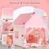 Etokfoks Large Kids Playhouse Tent with Non Slip Pink Mat and Star Lights Indoor Princess House for Girls 47x41x51 Inch 1 Set - 4 of 4