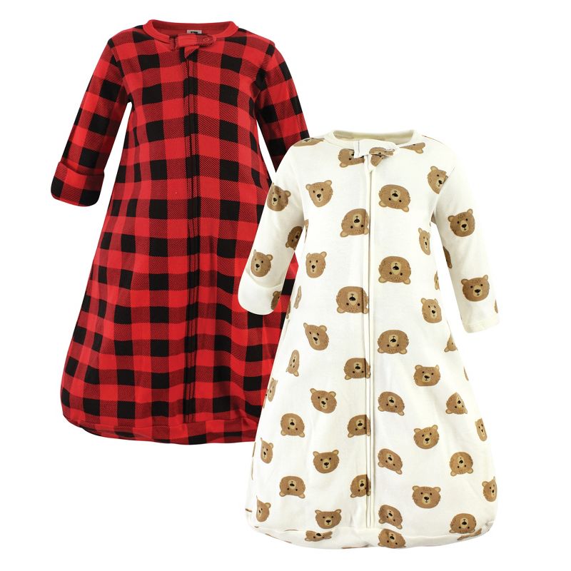 Hudson Baby Cotton Long-Sleeve Wearable Sleeping Bag, Sack, Blanket, Brown Bear Long Sleeve, 1 of 5