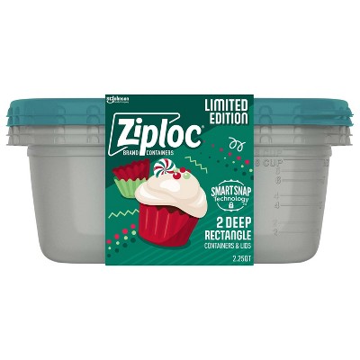 Ziploc Holiday Large Rectangle Storage Containers - Green - 2ct