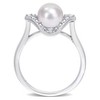 EVERLY JEWELRY | Sterling Silver 0.04 CT TGW Created White Sapphire And 7 - 7.5 MM White Freshwater Cultured Pearl Fashion Ring - 4 of 4