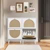KTMBDW Shoe Rack Storage Organizer with 2 Natural Semi-Circular Rattan Doors, Entryway Wooden Shoe Cabinet for Sneakers, Leather Shoes, High Heels - 4 of 4