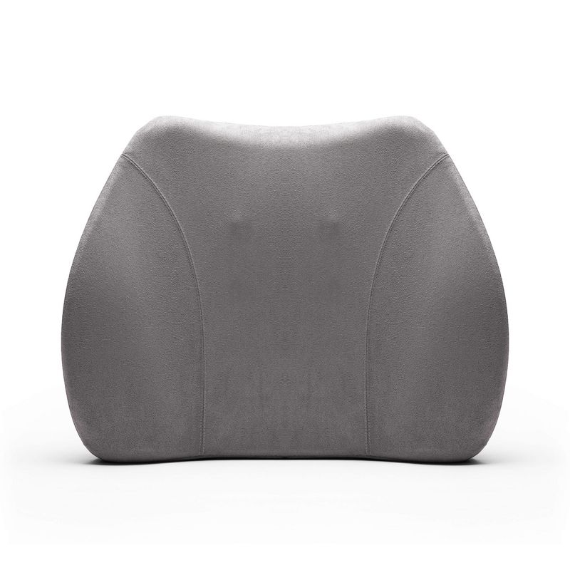 WENNEBIRD Model Q Lumbar Memory Foam Support Pillow to Improve Posture with Raised Side Butterfly Design, Dual Fabric, and Removable Cover, Grey, 2 of 7