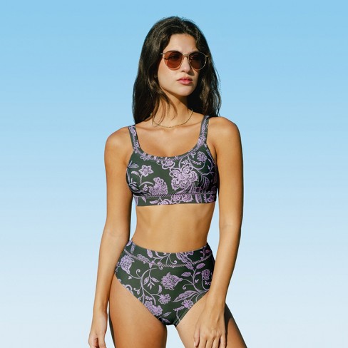 Women s Floral Scoop Neck High Waisted Bikini Sets Swimsuit Cupshe l multicolored Target