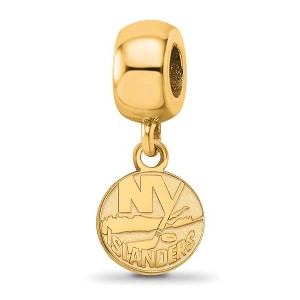 Black Bow Jewelry 14k Yellow Gold Plated Sterling Silver New York Islanders NHL Bead Charm - 1 of 4
