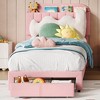 homfan Twin Velvet Bed Frame for Girls with Storage Headboard & Drawer, No Box Spring Needed, Easy Assembly - 3 of 4