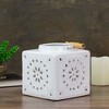 Northlight 6.75" White Crackle Finish Square Mosaic Cut Out Candle Lantern - image 2 of 4