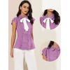 Allegra K Women's Ruffles Cap Sleeve Tops Tie Neck Button Up Peter Pan Collar Blouse Shirts - 2 of 4