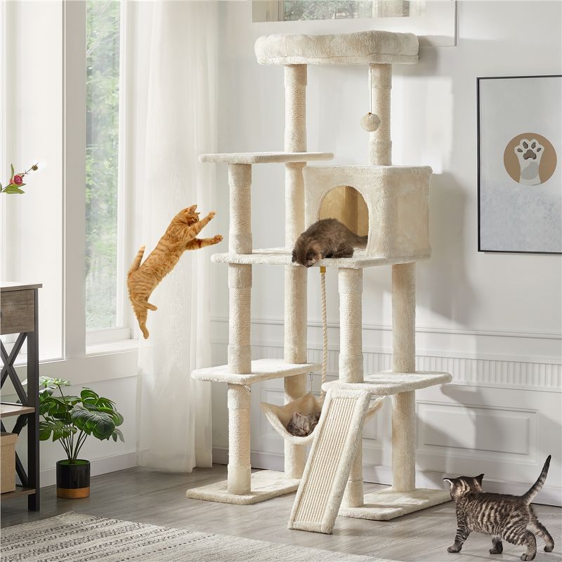 Yaheetech 63" Multilevel Plush Cat Tree with Hammock for Cats Kitchens, 2 of 9