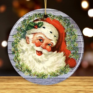 Victorian Santa Round Christmas Ornament| OrnamentallyYou - 1 of 2