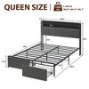 Full Bed Frame with 2 Storage Drawers and LED Lights Headboard, Upholstered Bed Frame Full Size - 2 of 4