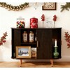 Fluted Side board, Buffet Cabinet, Tambour Sliding Doors Coffee Bar| TV Stand Power Outlet Media Console - 3 of 4