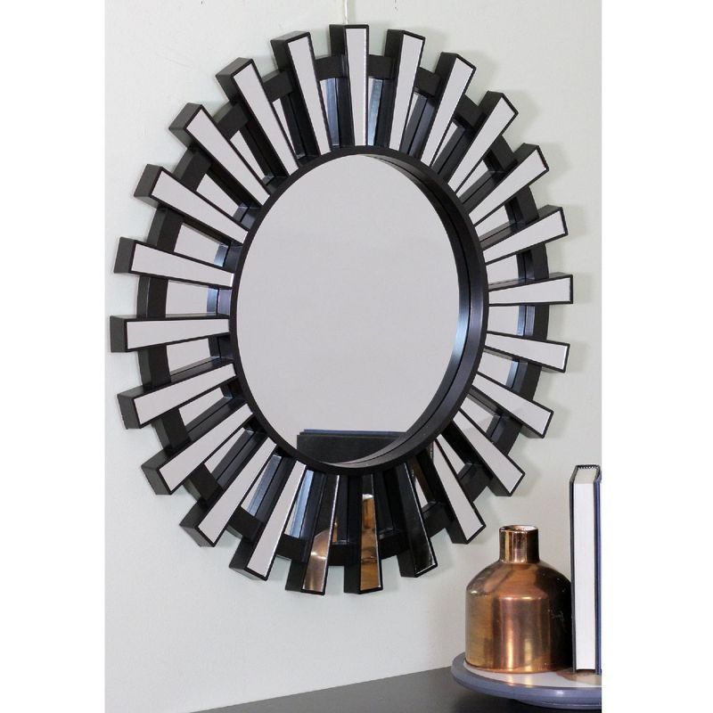 Northlight 25.5" Black Sunburst Round Wall Mounted Mirror, 3 of 4