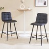 HDZNVF Set of 2 Modern Black PU Bar Stool Set, Stable Comfort, Checkered Design, Black Metal Legs - 3 of 4