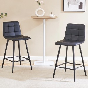 PAGED Modern Breathable Upholstered Bar Stools Set of 2, Counter Height Stools with Backs & Metal Legs for Pub, Dining Room, Living Room - 1 of 4