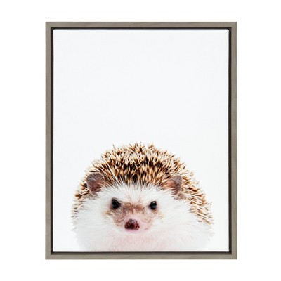 18" x 24" Sylvie Hedgehog Framed Canvas Wall Art by Amy Peterson Gray - Kate and Laurel