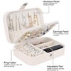 HTUTWOO Small Portable Jewelry Organizer, Double Layer PU Leather Mini Jewelry Holder Gift Box for Girls Women - 3 of 4