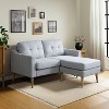 Serta Brighton Loveseat Ottoman Chaise Light Gray: 2-Piece Mid-Century Modern Sectional Sofa Set - 2 of 4